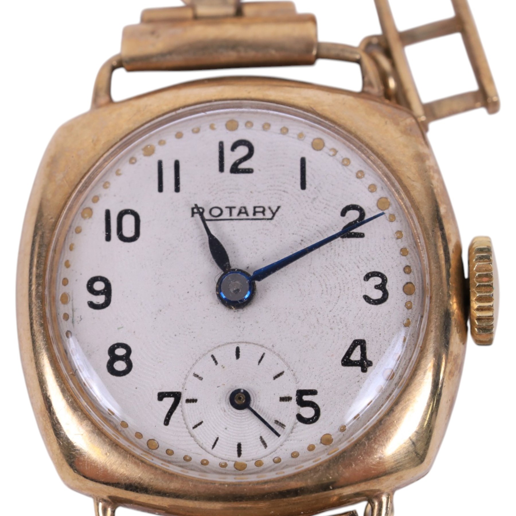 Rotary 9ct gold manual wind wristwatch, on 9ct gold bracelet, hallmarked