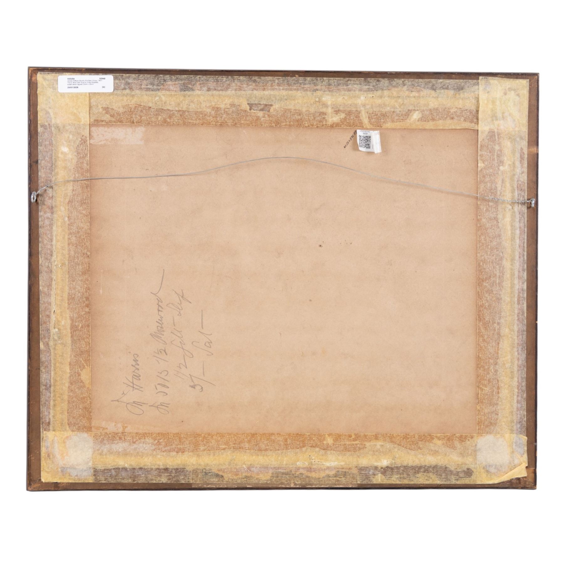 James William Booth (Staithes Group 1867-1953): Man with Scythe in the Hayfield, watercolour signed 25cm x 35cm