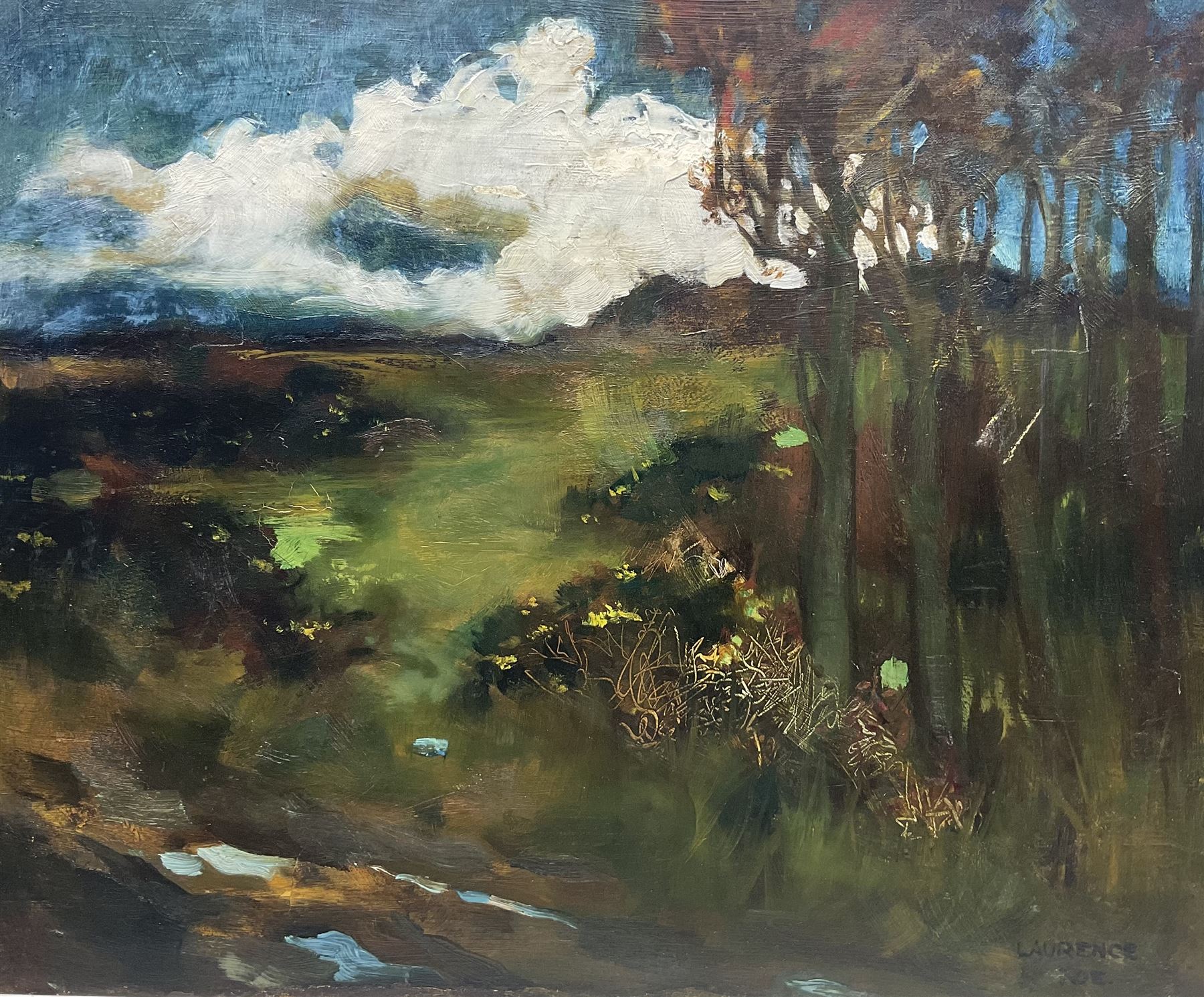 Laurence Koe (British 1863-1913): Autumnal River Landscape, oil on canvas signed 50cm x 60cm