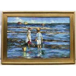 Impressionist School (Late 20th century): Children Wading on the Beach, oil on canvas unsigned 60cm x 90cm 
Provenance: purchased David Duggleby Ltd 8th November 2008 Lot 129
