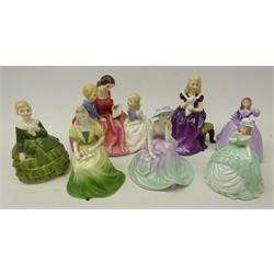  Three Royal Doulton figures 'The Bedtime Story', 'Belle', 'Affection' and four Coalport figures 'Holly', 'Grace', 'Lorna', 'Fascination' (7)  
