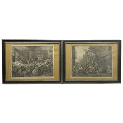 After William Hogarth (British 1697-1764): 'Humours of an Election' - 'An Election Entertainment Plate I' 'Canvassing for Votes Plate II' 'The Polling Plate III' and 'Chairing the Members Plate IV', complete set four engravings originally pub. 1775-1758, 43cm x 56cm (4)