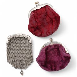 Victorian coin purses, including chatelaine example; together with various Victorian and Edwardian trinket and bijouterie boxes, including three mother of pearl examples, tigers eye set pin and a 'Laleek wax-a-way' set 