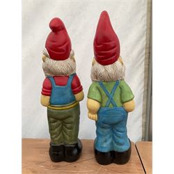 Pair of large indoor or outdoor painted garden gnomes  - THIS LOT IS TO BE COLLECTED BY APPOINTMENT FROM DUGGLEBY STORAGE, GREAT HILL, EASTFIELD, SCARBOROUGH, YO11 3TX