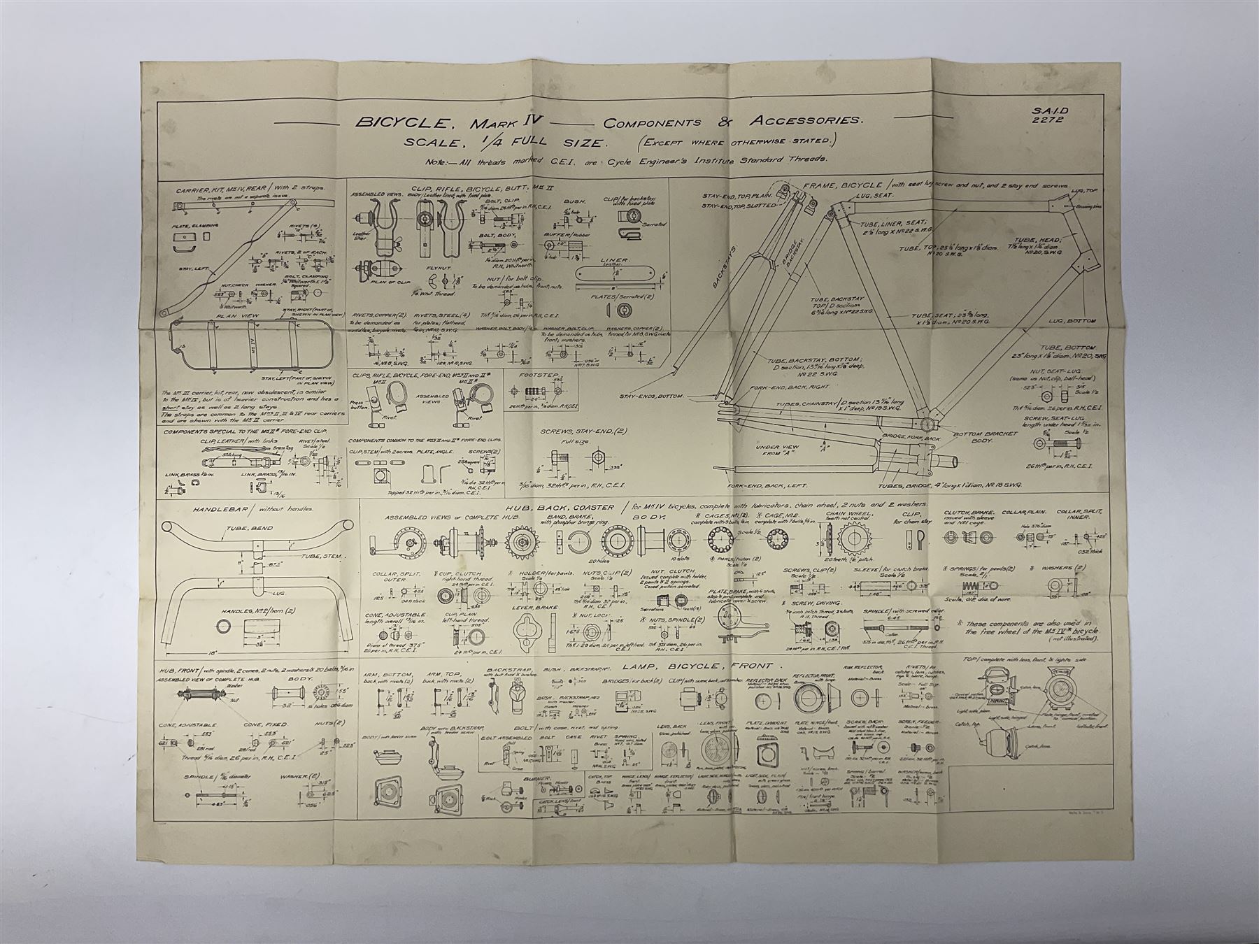 Instructions For Armourers - 1931 folder of nineteen folding plans for various weapons and military bicycles