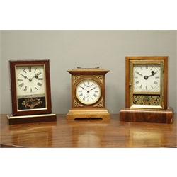  Two American 'Gilbert' rosewood case mantel clocks (H25cm), and a walnut cased 'Junghans' mantel clock  