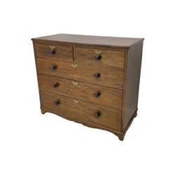 Early 19th century mahogany chest, fitted with two short and three long drawers