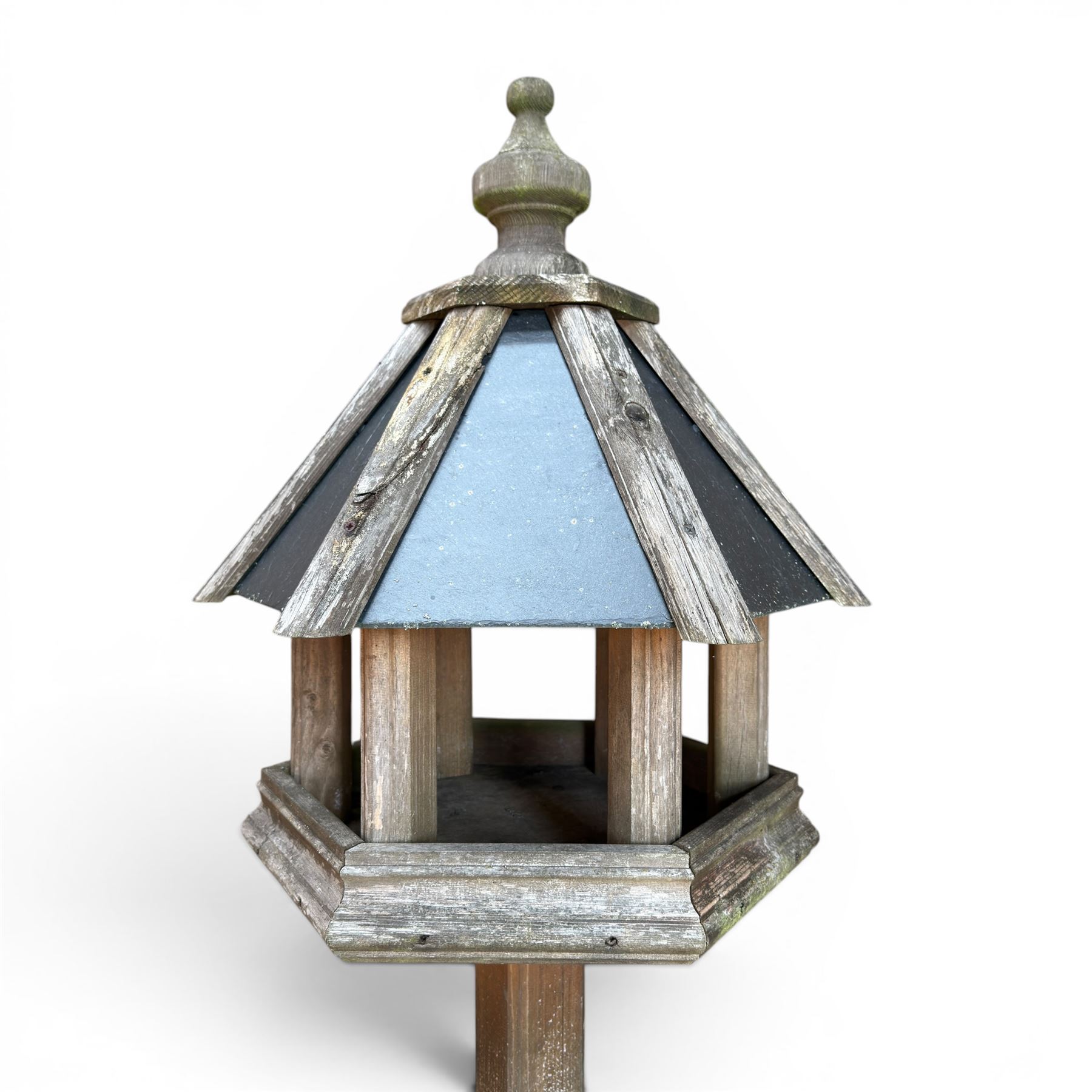 Timber and slate bird table