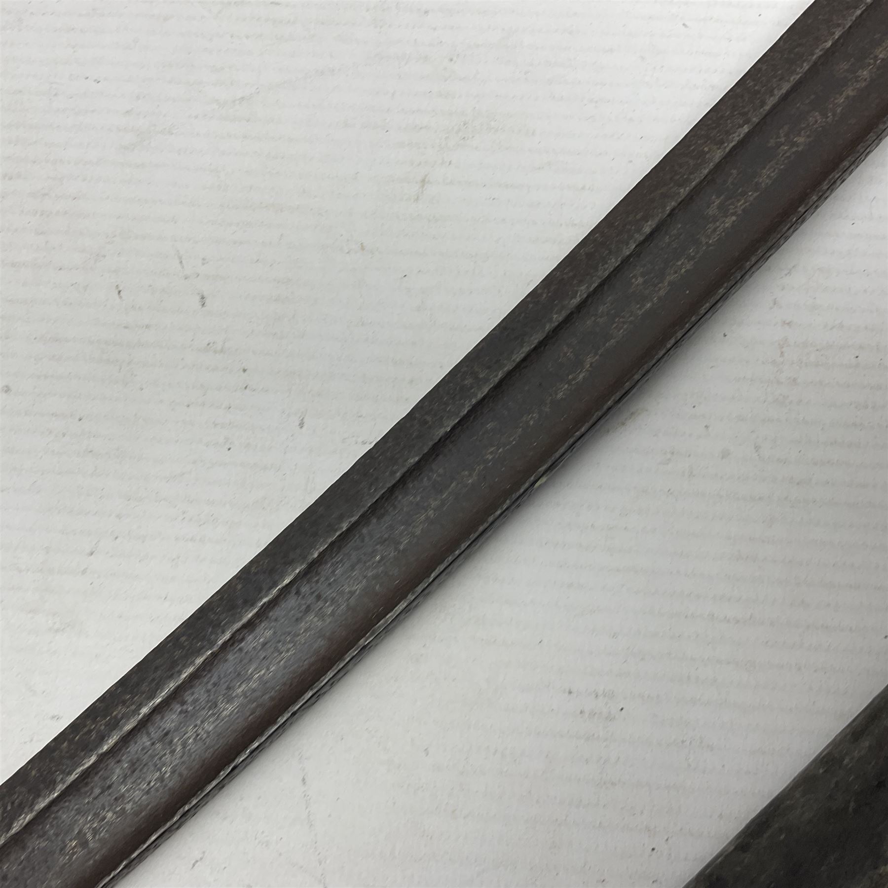 WWI Remington Pattern 1913 bayonet, the 43cm fullered blade with various marks to the ricasso including date code 11 16; in leather covered scabbard with various stamps including JWB 17 L58cm overall; and a French Model 1866 sabre bayonet (no scabbard)