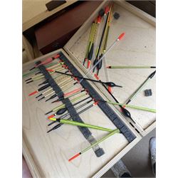 Collection of fishing equipment, including lures, floats and flies 
