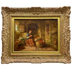 Alfred Provis (British 1818-1890): Peeling Turnips, oil on panel signed and dated 1879, 26cm x 35cm 