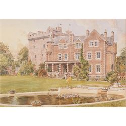 John Cecil Lund (British 1932-): 'Comlongon Castle - Dumfries', watercolour signed, titled on the mount 19cm x 27cm