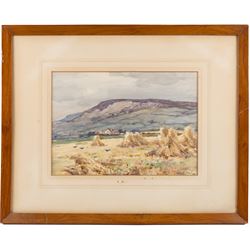 Owen Bowen (Staithes Group 1873-1967): Haystacks at Stoupe Brow near Robin Hood's Bay, watercolour signed 24cm x 34.5cm