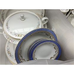 Mayfair tea and dinner wares decorated with floral design and gilding, to include lidded tureen, tea and coffee pots and cups, dinner plates etc, together wtih a quantity of Burslem Till & Sons Empire bowls etc