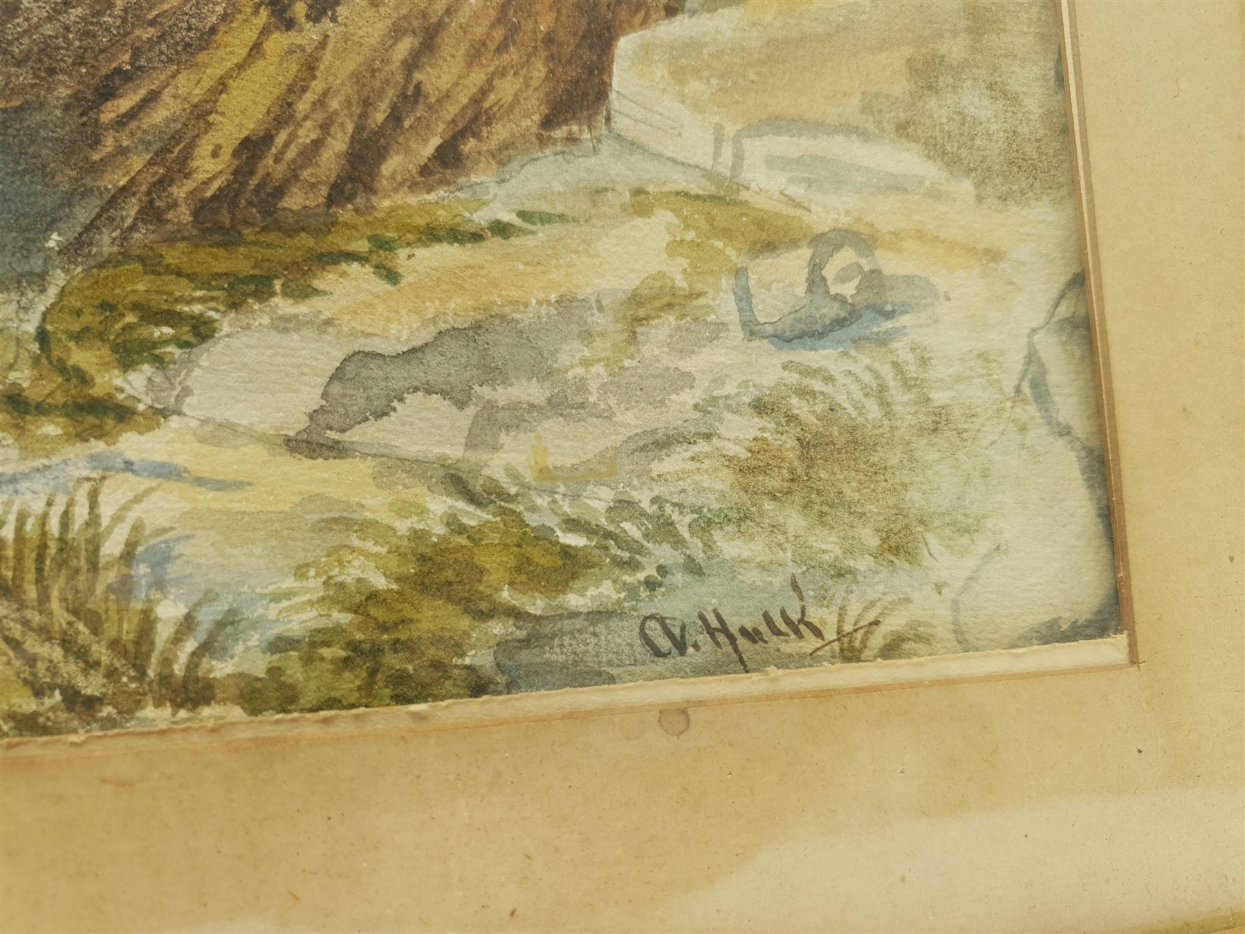 Hilda Gibson (British 20th century): 'Island of the Fisherman Lake Maggiore', watercolour signed, titled verso 26cm x 29cm; After Abraham Hulk Jnr. (British 1851-1922): Mediterranean Hilltop Houses, watercolour bears signature 26cm x 37cm (2)