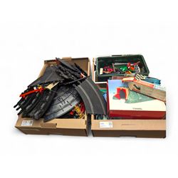 Collection of toys, including ERTL Thomas the Tank Engine, Hornby Railways R576 tunnel, Mi...