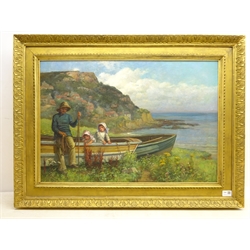  Constance Gertrude Copeman (British 1864-1953): Children Playing in the Cobles at Runswick Bay, oil on canvas signed and dated 1890, 55cm x 80cm  DDS - Artist's resale rights may apply to this lot   