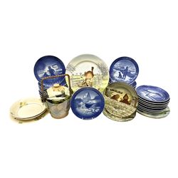 Thirty Royal Copenhagen Christmas collectors plates, together with six Royal Cauldon plates depicting and other ceramics, in one box