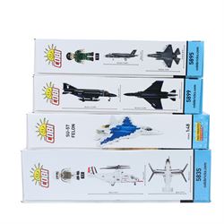 Four Cobi Bricks 1:48 scale Armed Forces model aircraft sets, comprising no. 5835 Bell Boeing V22 Osprey, no. 5909 SU-57 Felon, no. 5899 F-4S Phantom II and no. 5895 F-35 B Stovl Lightning II, all in sealed boxes