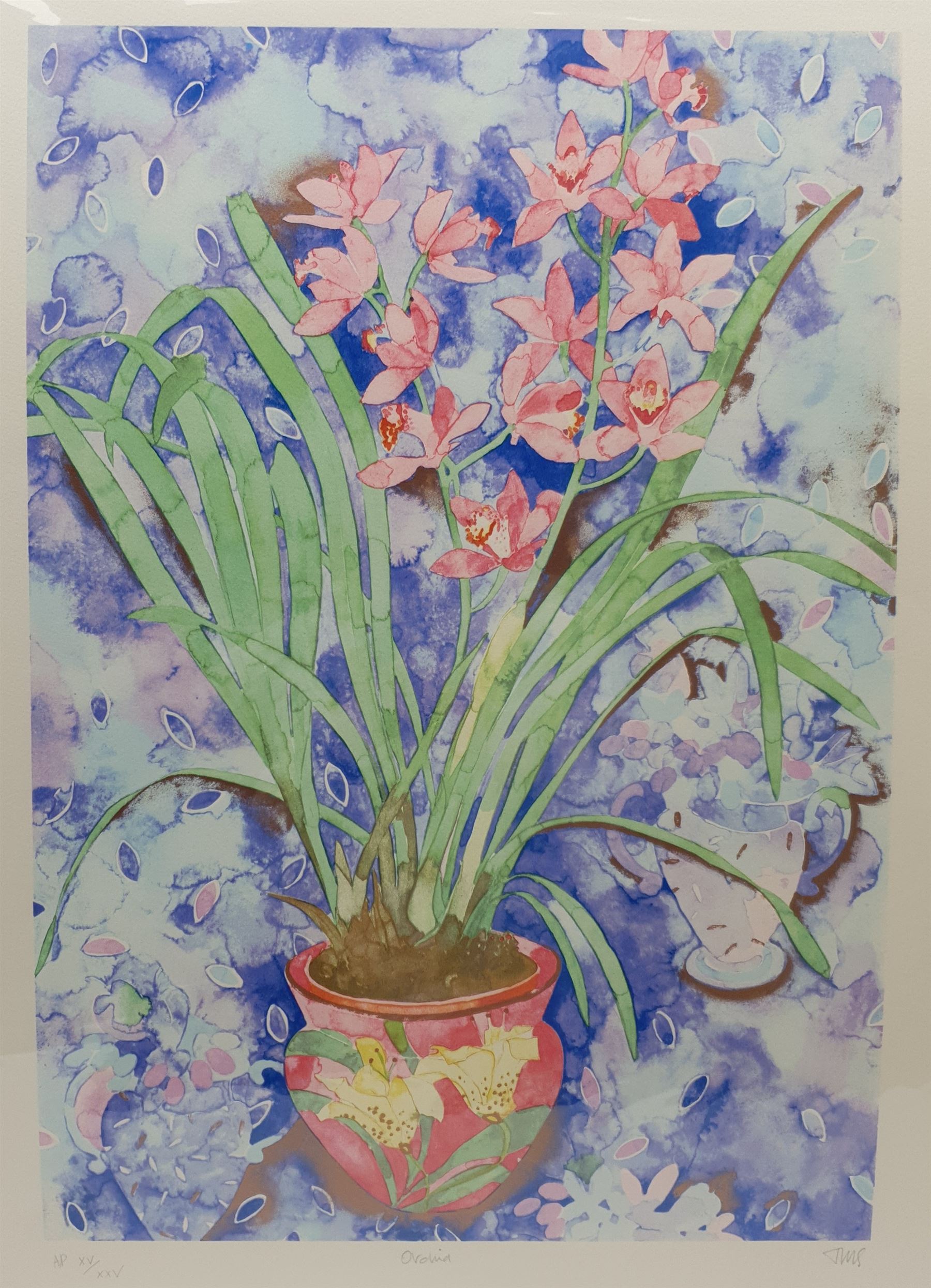 Tanya Short (British 1955-): 'Orchid', artist's proof screenprint signed with initials titled and numbered XV/XXV, 58cm x 40cm with full margins (unframed)