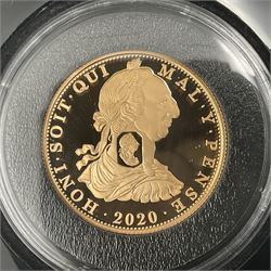 Queen Elizabeth II St Helena 2020 'King George III' gold proof double sovereign coin, cased with certificate
