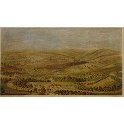  'South East View of Sheffield' and 'Abbey Dale', two 19th century lithographs by Thomas Picken after William Ibbitt pub. 1885 & 1857 by William Ibbitt, Sheffield and 'Sheffield from Norfolk Park', chromolithograph pub. 1861 by the same hand max 45cm x 68cm (3)  