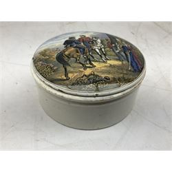 Victorian prattware Meeting of Garibaldi and Victor Emmanuel pot lid and pot, D11cm