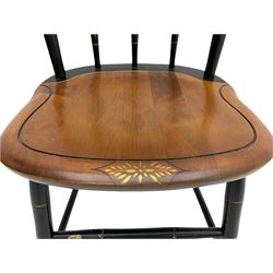 Set of four Hitchcock chairs, ebonised and painted detail