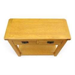 Oak Furnitureland - Contemporary solid oak console table, fitted with two drawers and full length under tier