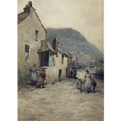 Herbert Edward Butler (British 1861-1931): Fisherfolk and Children at Polperro, watercolour signed 25cm x 17.5cm