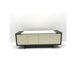Oak and cream television stand, four drawers