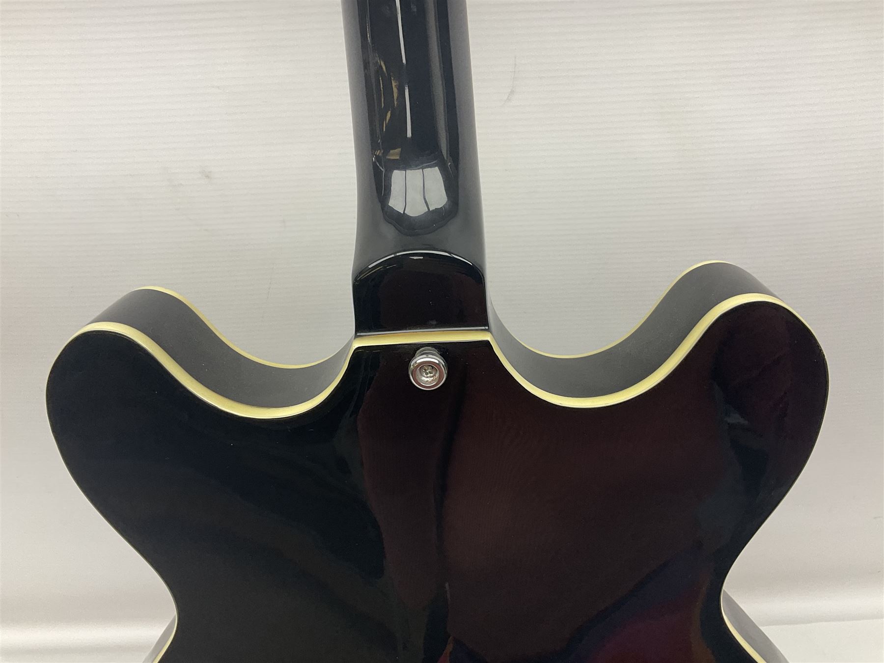 Eastwood of Canada Delta 4 electric four-string tenor resonator guitar with tobacco sunburst finish, serial no.1703437 L100cm; in original soft carrying case