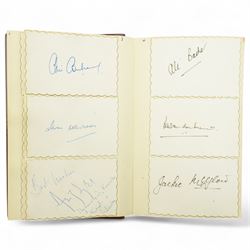 K S Ranjitsinhi - Jubilee Book of Cricket 1897, rebound in full calf and incorporating approximately 250 autographs of international cricketers, collected, compiled and presented by John E Harrison, all edges gilt together with a folder of correspondence, birthday card from Don Bradman, cuttings and autographs etc and a small album of photographs and correspondence