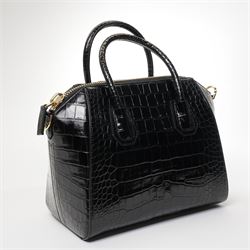 Givenchy - ‘Antigona’ Small Bag, introduced circa 2011 under Riccardo Tisci, in black crocodile-embossed calf leather, with twin top handles and detachable wide shoulder or crossbody strap, with gold tone hardware, unused with original dust bag