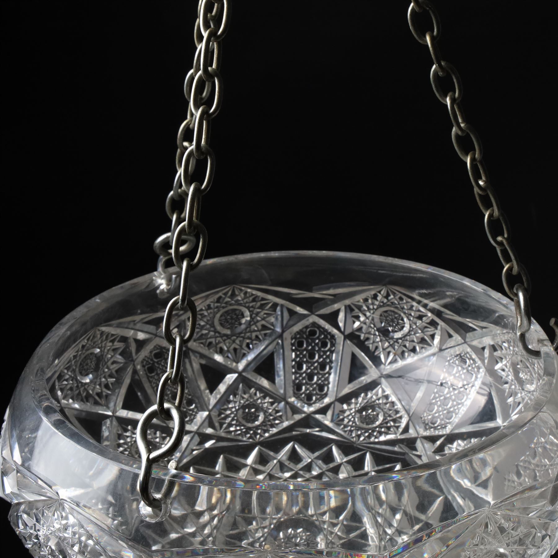 Cut glass ceiling light bowl shade D30cm