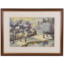 J Anderton (Northern British 20th Century): 'Peasholm Park - Scarborough' and the 'Scarborough' Boat Race, two watercolours signed, one dated 1972, max 24cm x 37cm (2)