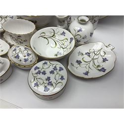 Large collection of Spode Campanula pattern ceramics, to include two cake plates, candle stick, vases bowls, planter, covered bon bon dish etc, many with boxes 