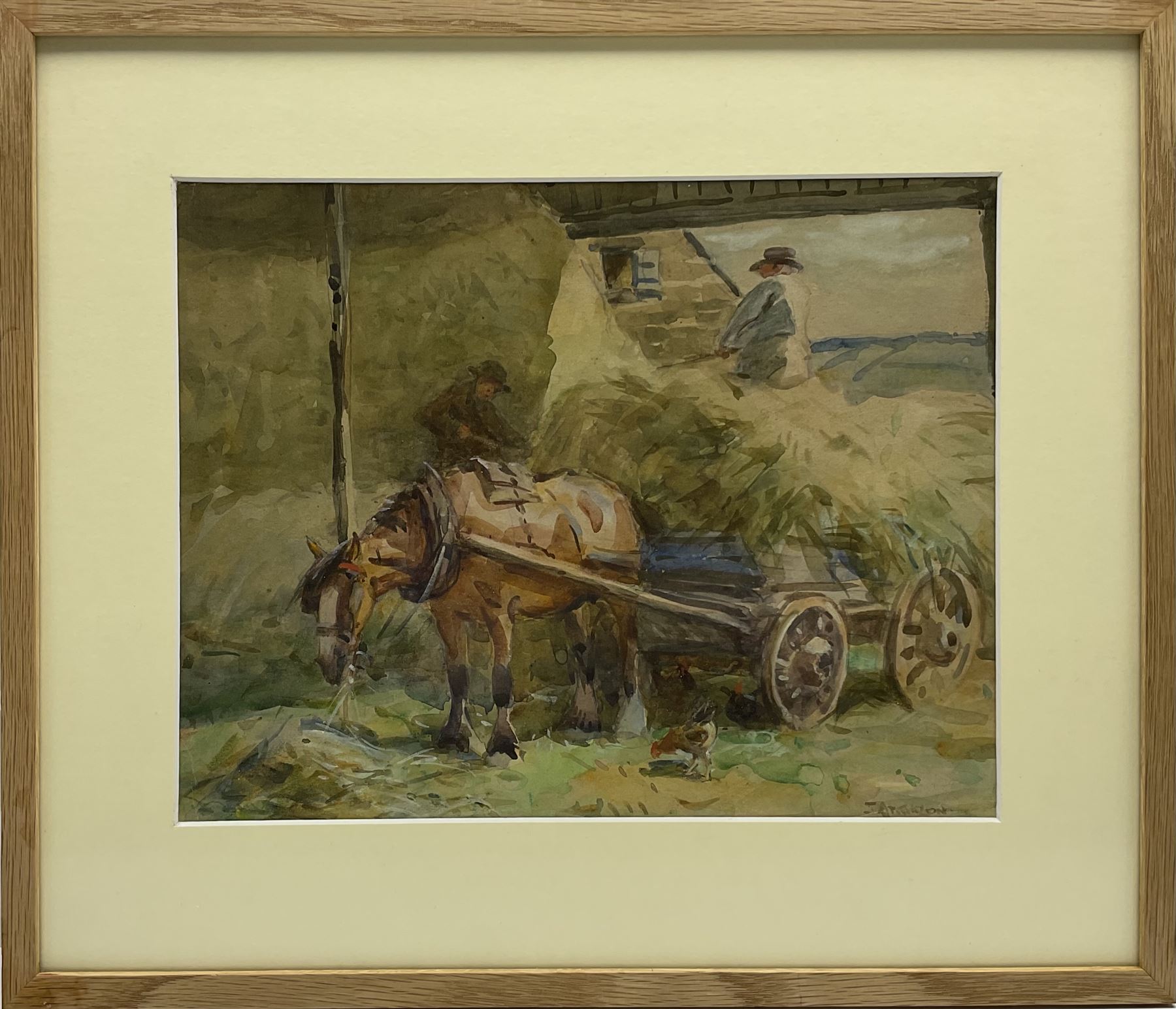 John Atkinson (Staithes Group 1863-1924): 'Loading the Haycart Hinderwell' Nr. Whitby, watercolour signed, titled verso 24cm x 31cm