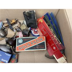 Silver Whitby jet bracelet, Parker Duofold fountain pen with 14ct gold nib, pair of chrome Art deco style candlesticks, wristwatches, costume jewellery and other collectables