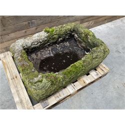 Large 19th century weathered rectangular stone trough