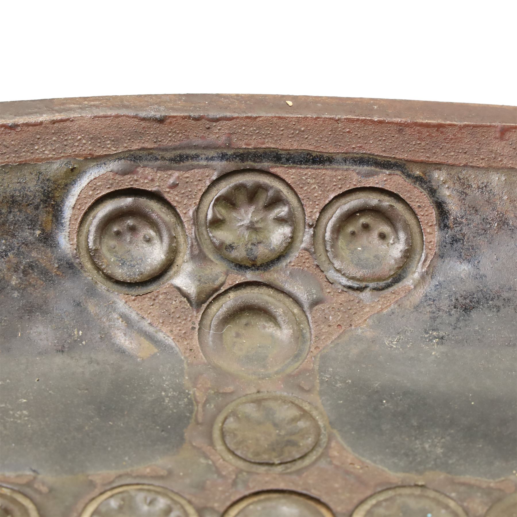 Large Crowan Pottery bread crock, H30cm; together with a studio pottery oval shallow dish, D52cm, and an Alan Caiger-Smith bowl, D42cm, variously marked and inscribed (3)