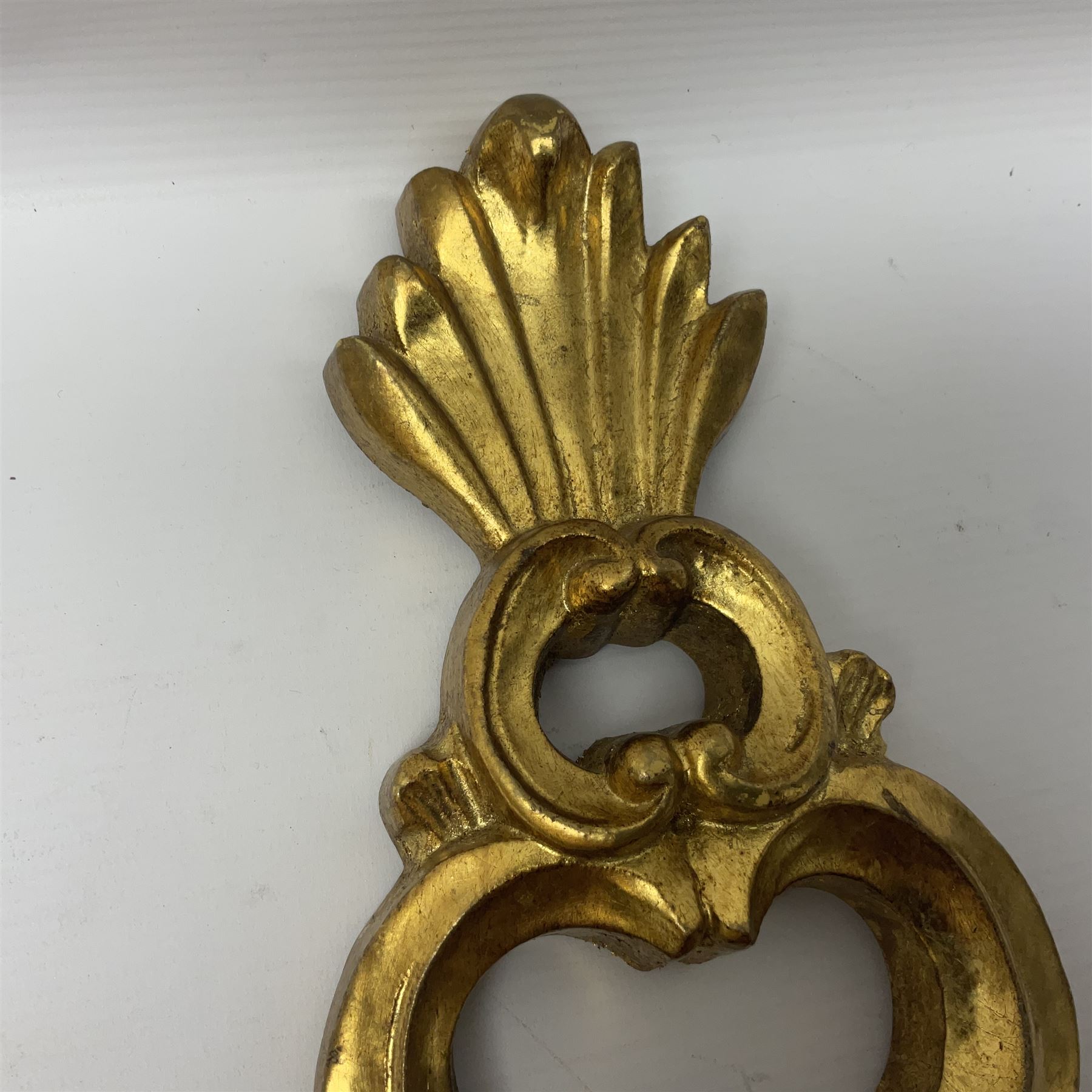 Pair of gilt wood single branch wall sconces, H40cm