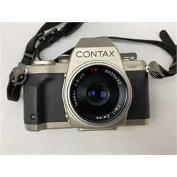 Contax Aria 70 Years model 35mm SLR film camera body, with 'Carl Zeiss Tessar 2,8/45 8839492' lens