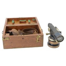 Microsurvey Tracker, Wild GPR 1 prism, Hilger & Watts Ltd theodolite no. 73361 and a Stanley theodolite no. 58470, both in fitted wooden cases