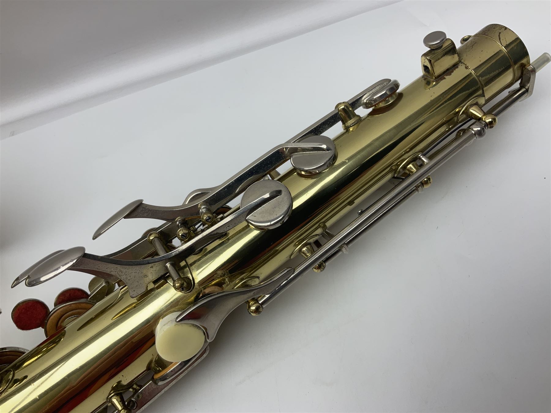 Czechoslovakian Corton tenor saxophone, probably 1970s/80s, serial no.132621; in fitted carrying case with crook and two mouthpieces