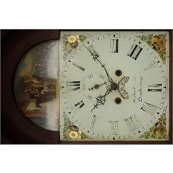  19th century oak long case clock, painted dial, eight day movement, 'Walton Crawford, Scarborough', H222cm  
