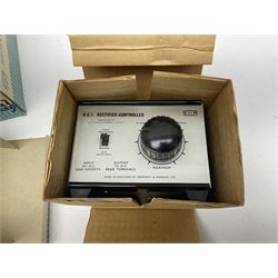 Quantity of loose unused 'N' gauge track; H. & M. Powermaster Variable Transformer Unit, Model R.C.1 Rectifier Controller, Selector Switch Unit and Meter Unit; all boxed; and small quantity of booklets