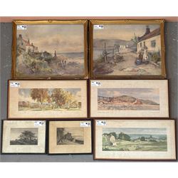 E Bagshaw, a pair of late Victorian landscape watercolours, dated '91, in glazed gilt composition frames (36cm x 45cm) together with three framed landscape water colour prints, and two framed engravings (7) - COLLECTION BY APPOINTMENT FROM: The White House, Thirsk Road, Easingwold, York, YO61 3NF - CALL 01723 507111 TO ARRANGE