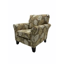 Alstons standard armchair, upholstered in leaf fabric