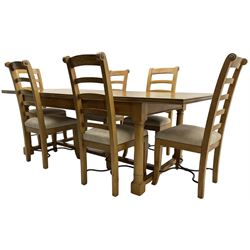 Barker & Stonehouse - rectangular flagstone dining table and a set of six ladder back dining chairs 